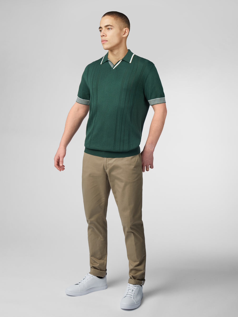 Knitwear Ben Sherman Signature Open Neck Polo Vert | OJO-53754699